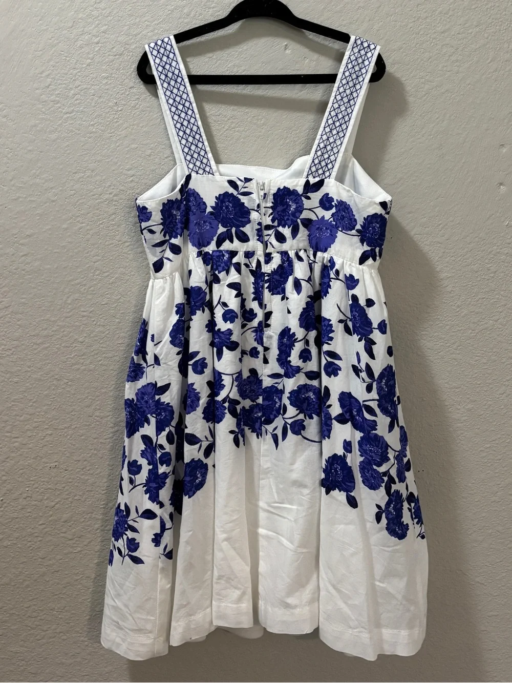 GB Girls Blue & White Floral Embroidered Sleeveless Dress Size 7